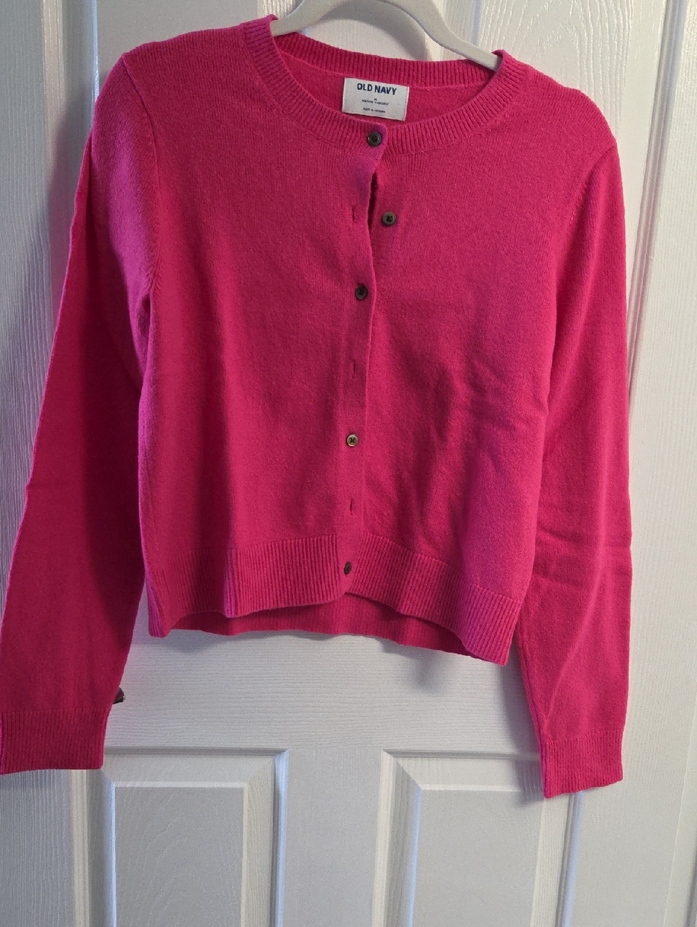 Old Navy Hot Pink Button-Up Cropped Cardigan
